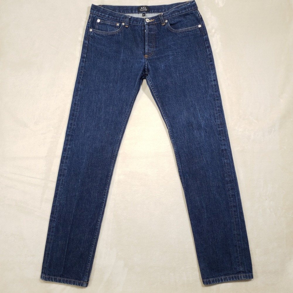 A.P.C. Petit Standard Selvedge Raw Jeans Mens 32 Blue Slim Straight Droit Etroit